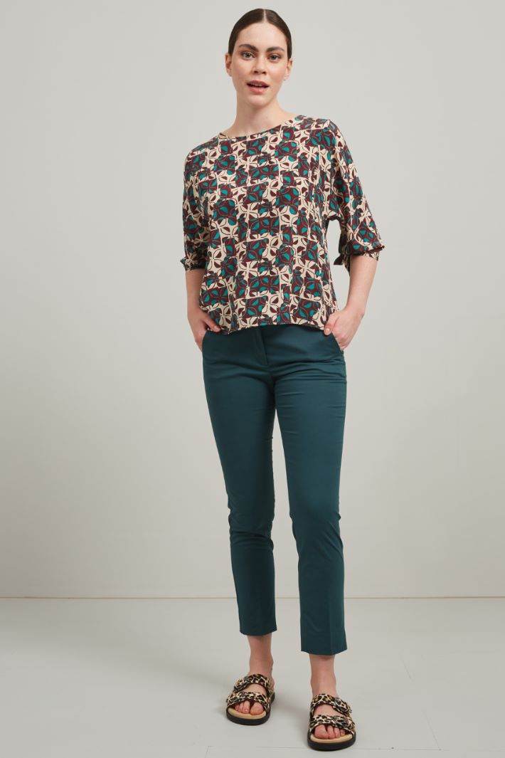 Pantaloni in levantina - VERDE PAVONE - Fashion Market