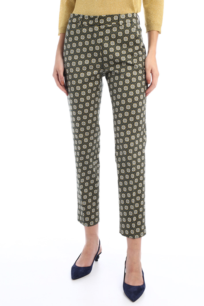 Pantaloni in raso di cotone - BLU SENAPE - Fashion Market - 4