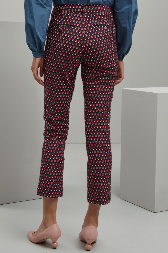 Pantaloni in faille di cotone - ROSA MARRONE BLU - Fashion Market - 4