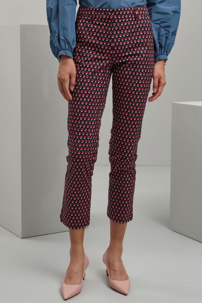 Pantaloni in faille di cotone - ROSA MARRONE BLU - Fashion Market - 2