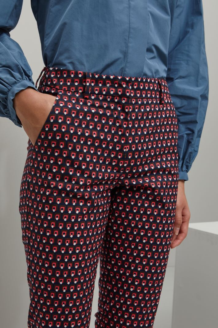 Pantaloni in faille di cotone - ROSA MARRONE BLU - Fashion Market - 3