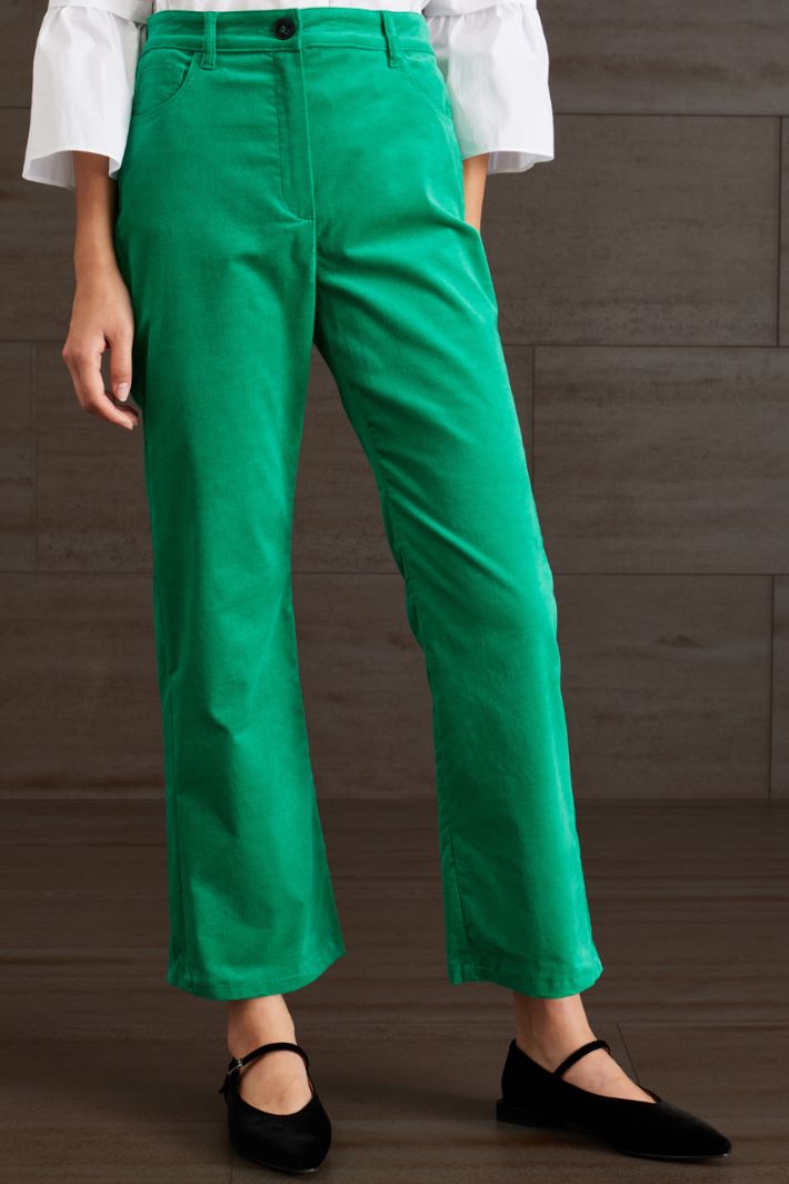Pantaloni flare in velluto - VERDE PRATO - Fashion Market - 2