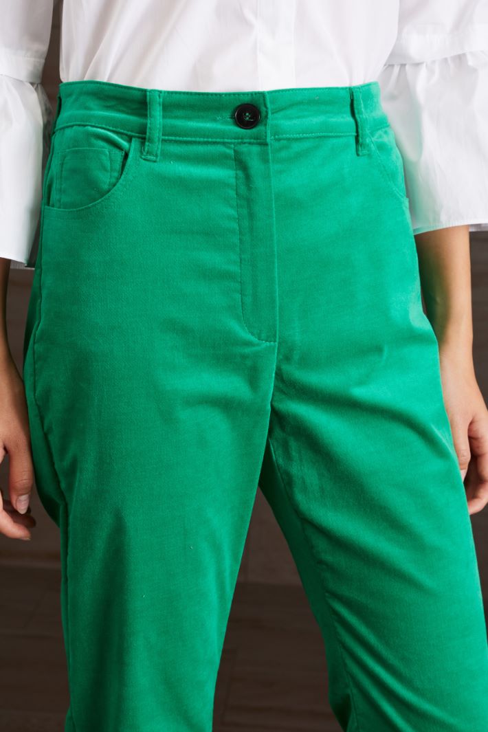 Pantaloni flare in velluto - VERDE PRATO - Fashion Market - 3