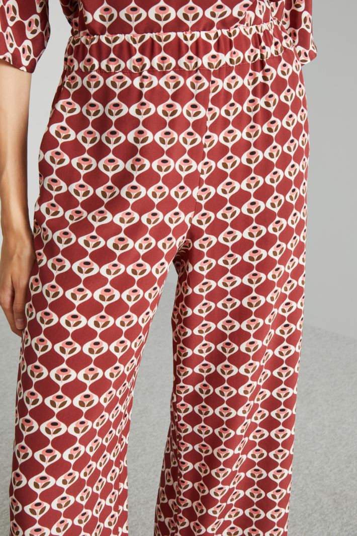 Pantaloni cropped in seta - BORDEAUX BIANCO ROSA - Fashion Market - 3