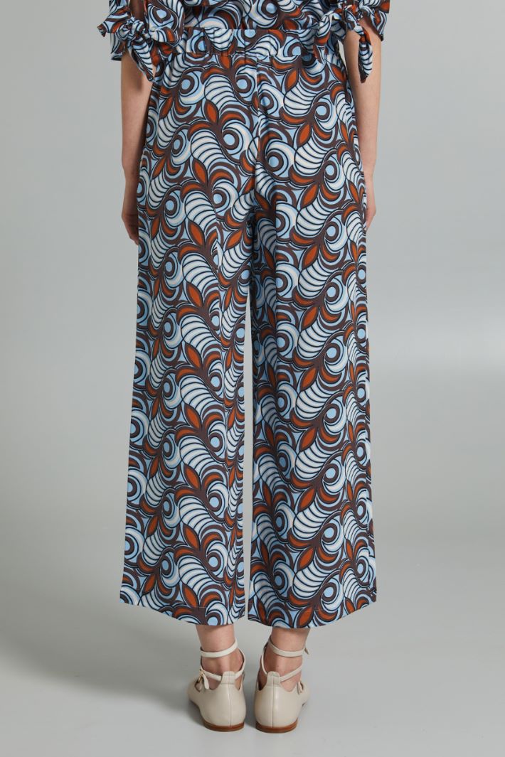 Pantaloni cropped in seta - AZZURRO MARRONE BIANCO - Fashion Market - 4