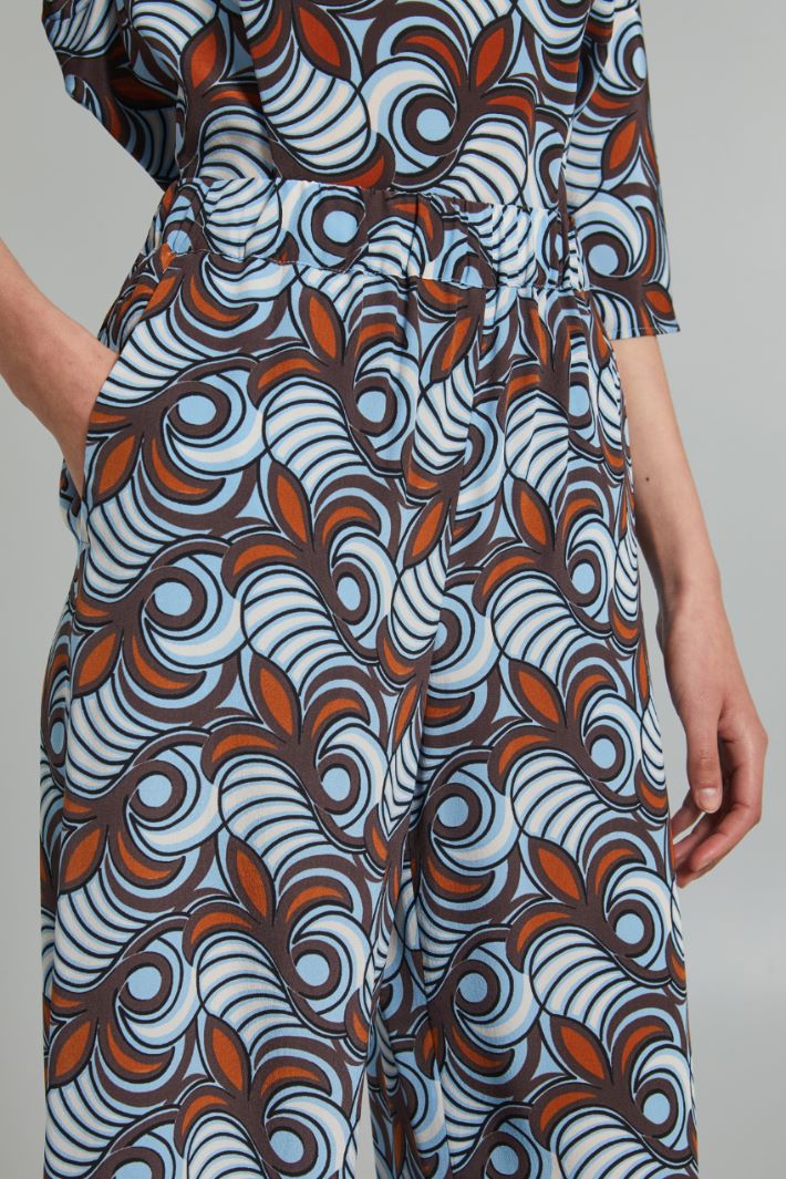 Pantaloni cropped in seta - AZZURRO MARRONE BIANCO - Fashion Market - 3