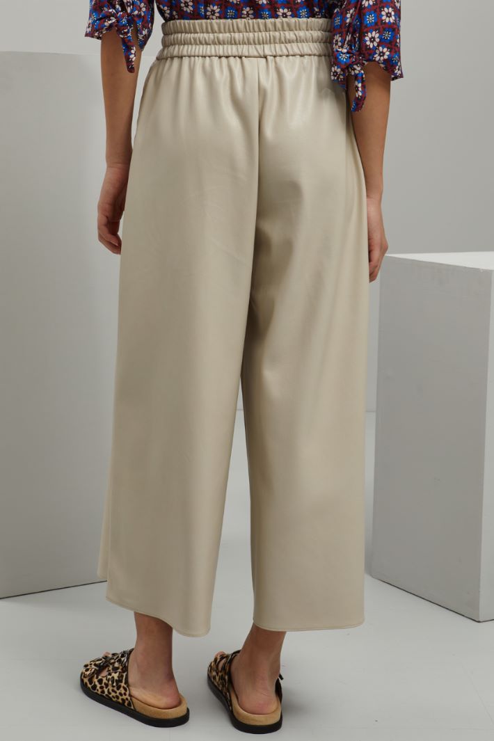 Pantaloni ampi in similpelle - ECRU - Fashion Market - 4