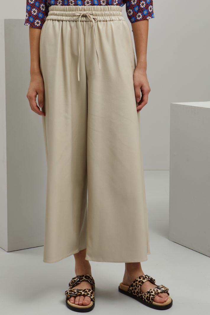 Pantaloni ampi in similpelle - ECRU - Fashion Market - 2