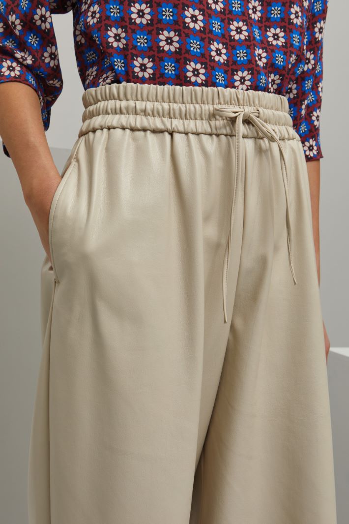 Pantaloni ampi in similpelle - ECRU - Fashion Market - 3