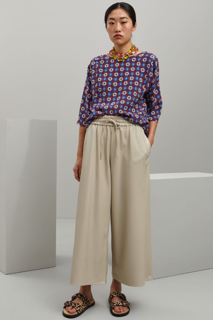 Pantaloni ampi in similpelle - ECRU - Fashion Market