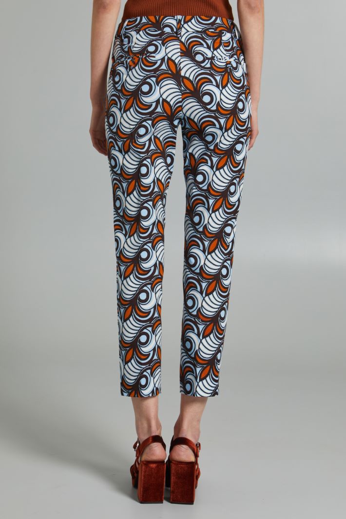 Pantaloni a sigaretta in faille - AZZURRO MARRONE BIANCO - Fashion Market - 4