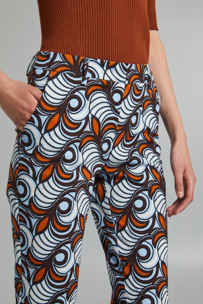 Pantaloni a sigaretta in faille - AZZURRO MARRONE BIANCO - Fashion Market - 3