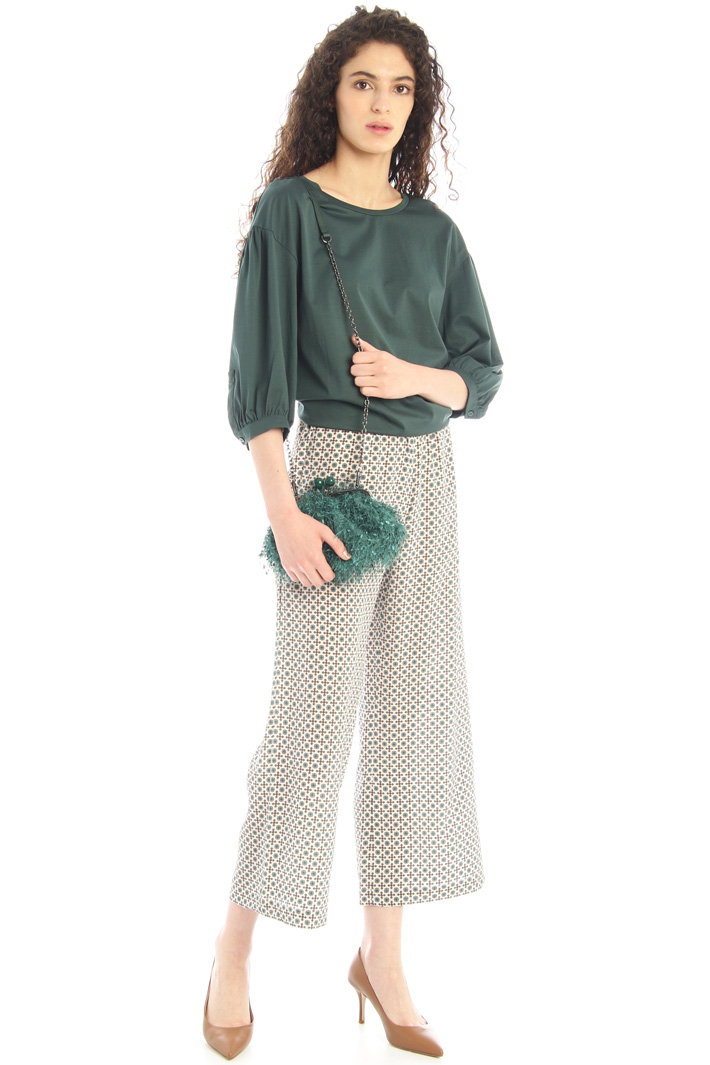 Pantaloni in crêpe de chine - BIANCO PETROLIO - Fashion Market