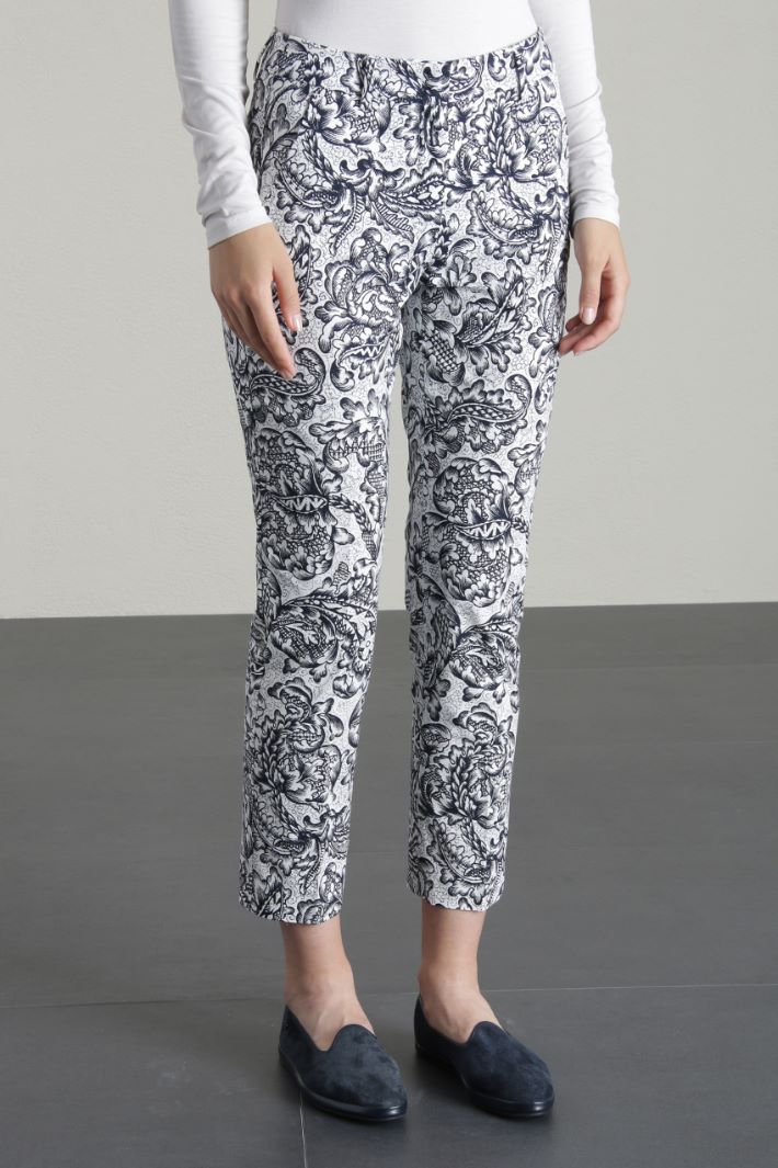 Pantaloni in faille di cotone - BIANCO NERO - Fashion Market - 5