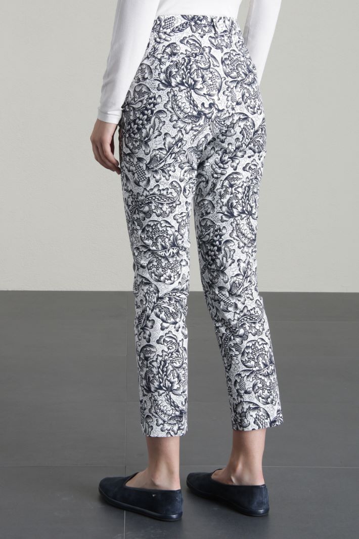 Pantaloni in faille di cotone - BIANCO NERO - Fashion Market - 4