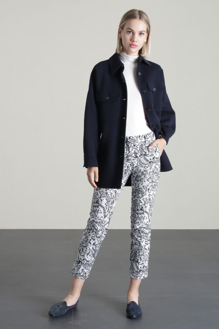 Pantaloni in faille di cotone - BIANCO NERO - Fashion Market
