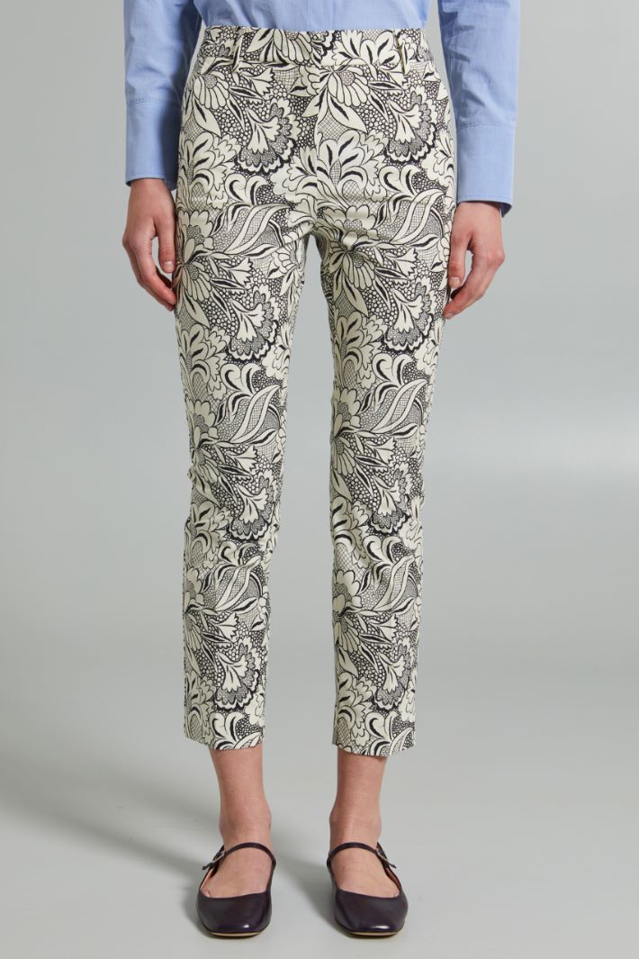 Pantaloni in cotone stampato - NERO PANNA - Fashion Market - 4