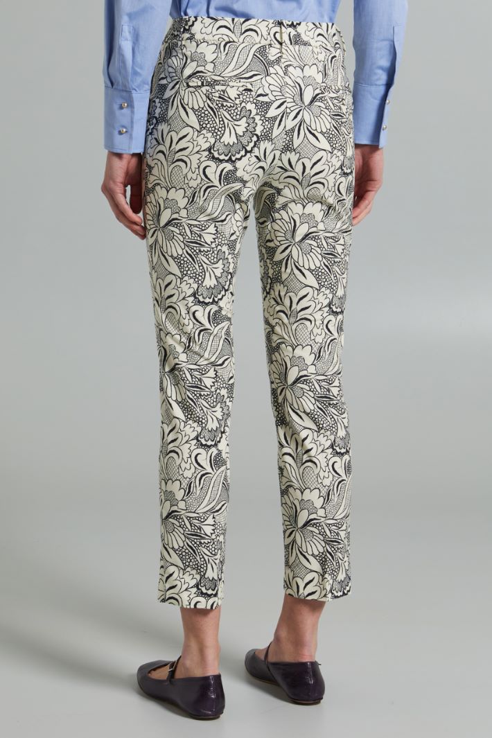 Pantaloni in cotone stampato - NERO PANNA - Fashion Market - 3