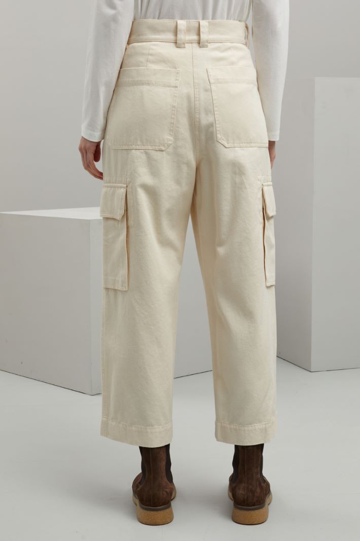Pantaloni in puro cotone - ECRU - Fashion Market - 4