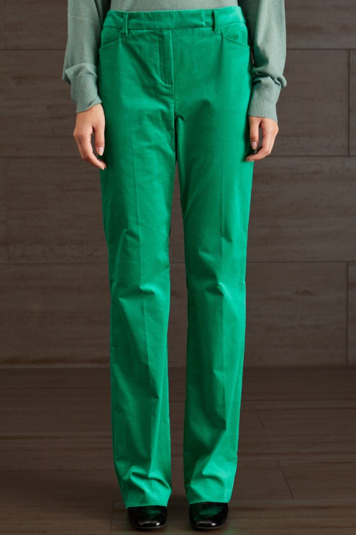 Pantaloni in velluto di cotone - VERDE SMERALDO - Fashion Market - 2
