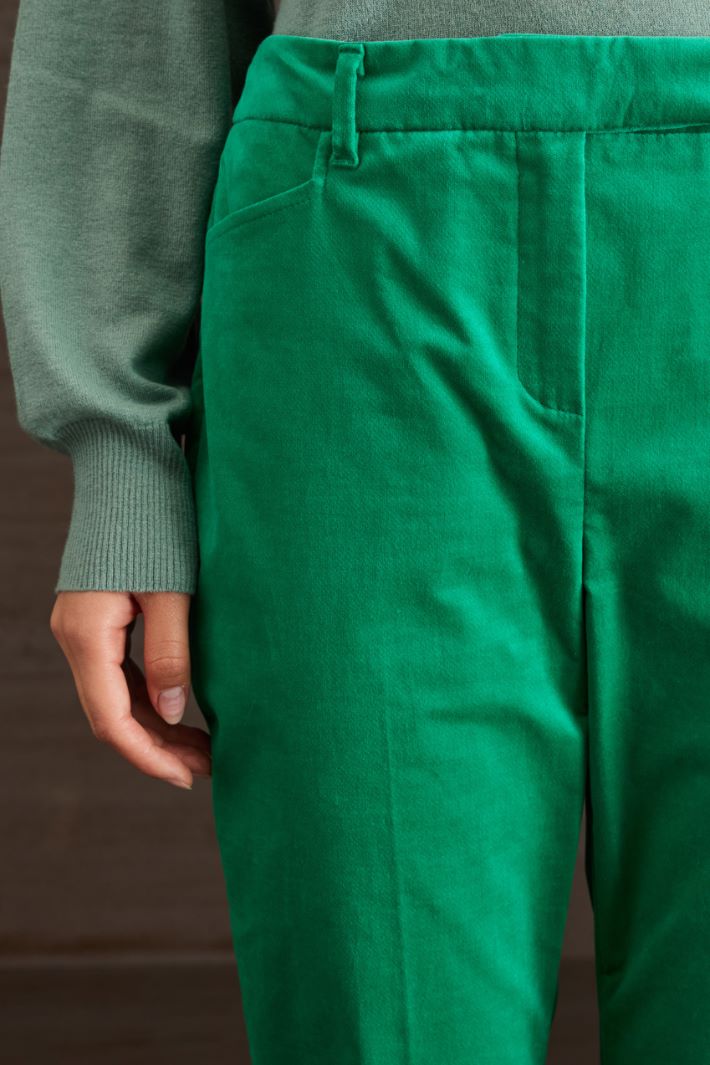 Pantaloni in velluto di cotone - VERDE SMERALDO - Fashion Market - 3