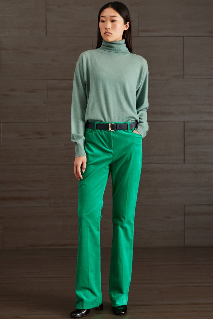 Pantaloni in velluto di cotone - VERDE SMERALDO - Fashion Market