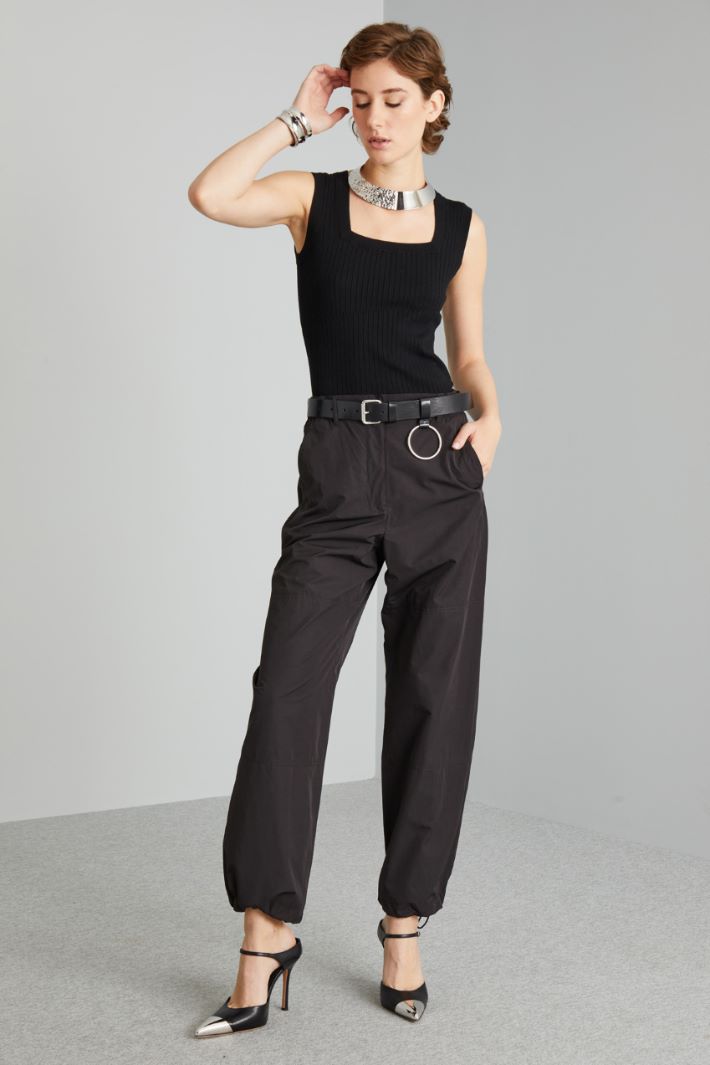 Pantaloni in tela tecnica - NERO - Fashion Market