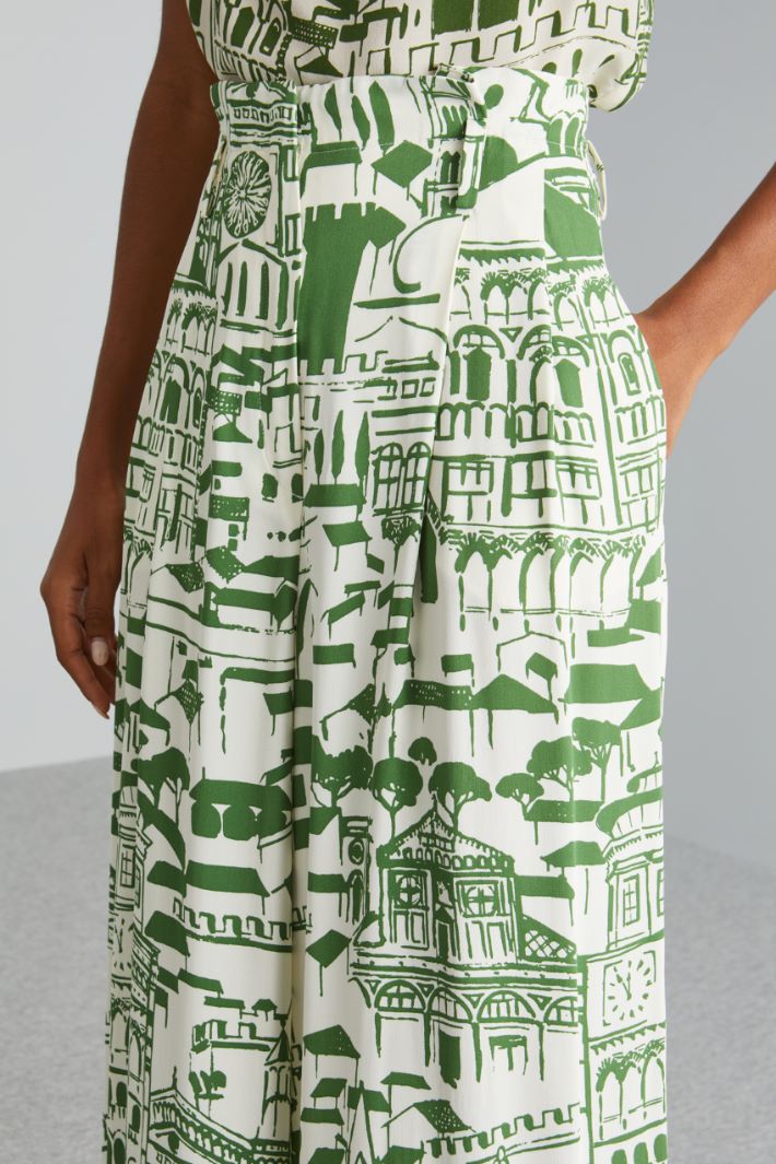 Pantaloni ampi in sablé - PISTACCHIO LATTE - Fashion Market - 3