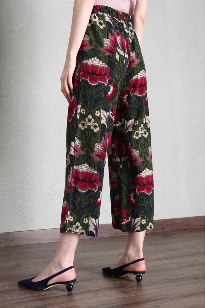 Pantaloni cropped in crêpe - VERDE BLU - Fashion Market - 3