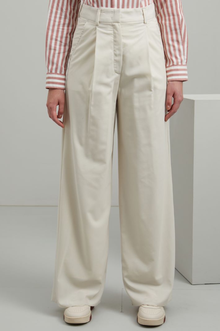 Pantaloni in pura lana - ECRU - Fashion Market - 2