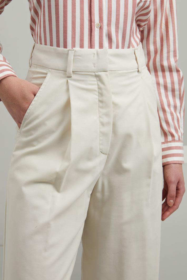 Pantaloni in pura lana - ECRU - Fashion Market - 3