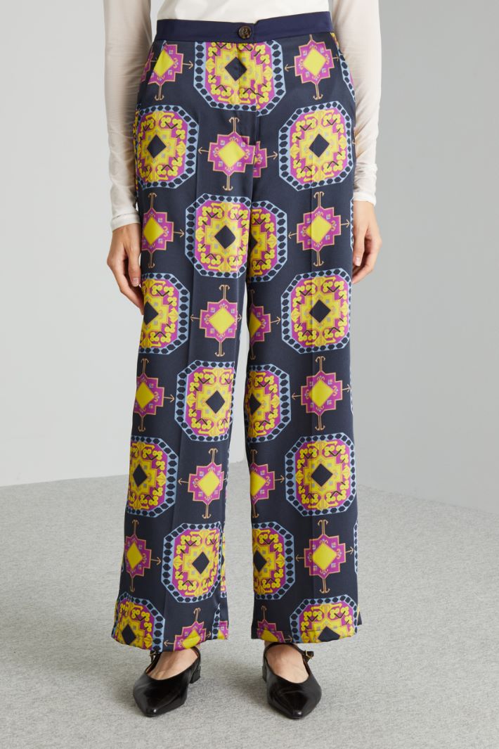 Pantaloni morbidi in twill - BLU VIOLA GIALLO - Fashion Market - 2