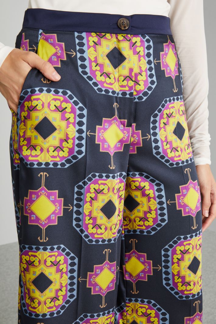Pantaloni morbidi in twill - BLU VIOLA GIALLO - Fashion Market - 3