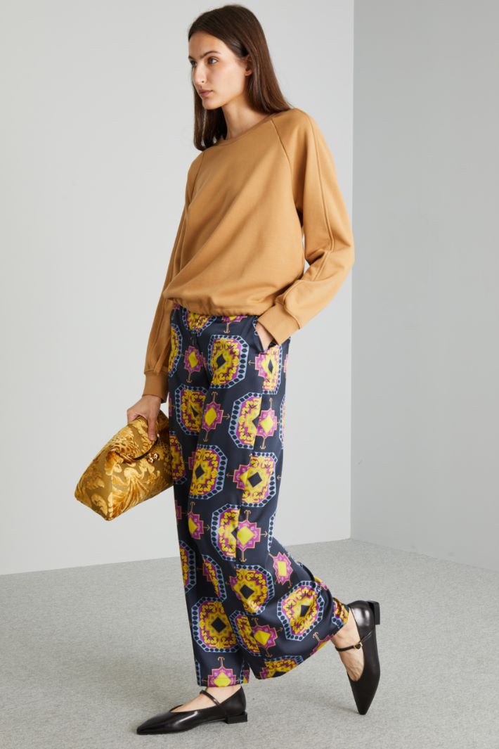 Pantaloni morbidi in twill - BLU VIOLA GIALLO - Fashion Market