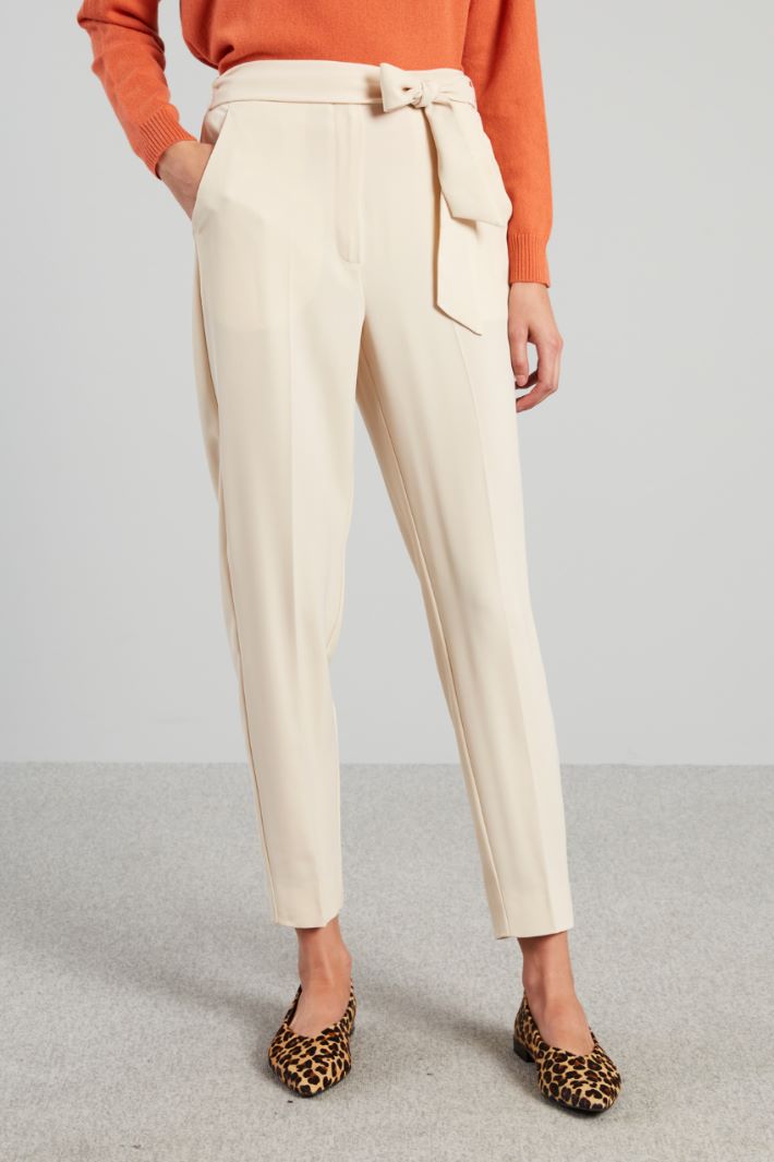 Pantaloni carrot con fusciacca - AVORIO - Fashion Market - 2