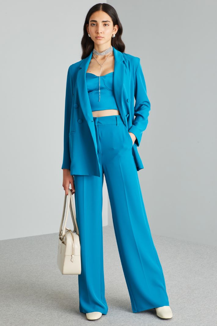 Pantaloni in cady stretch - TURCHESE - Fashion Market