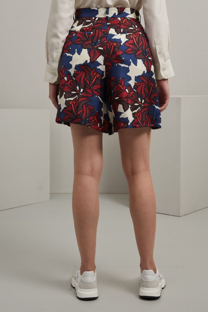 Shorts in twill di seta - BORDEAUX BLU BIANCO - Fashion Market - 4