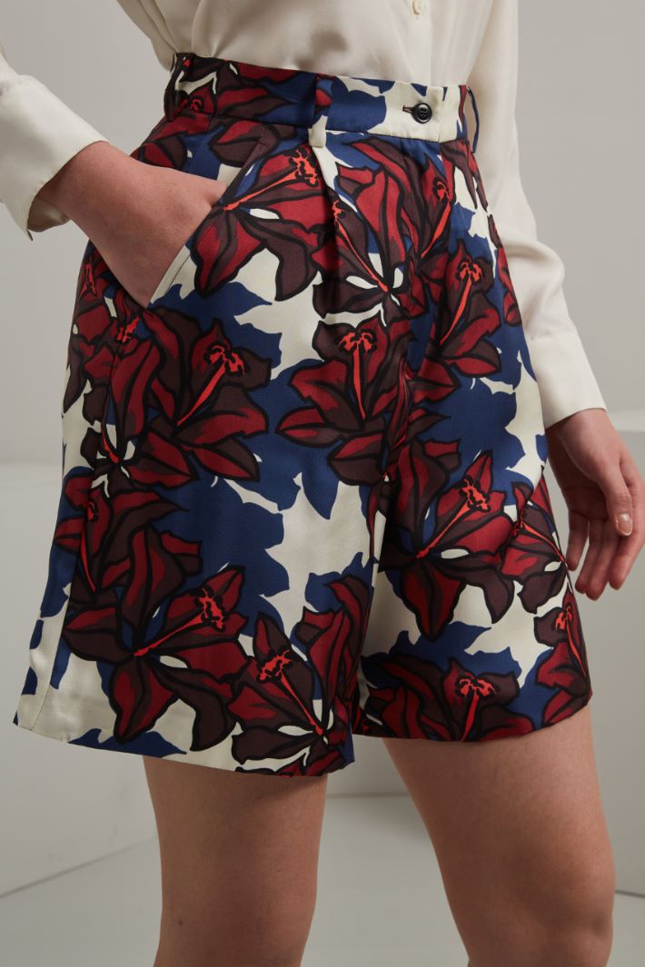 Shorts in twill di seta - BORDEAUX BLU BIANCO - Fashion Market - 3