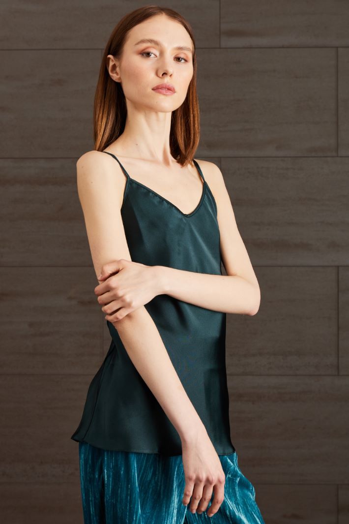 Top in raso - VERDE FORESTA - Fashion Market - 3