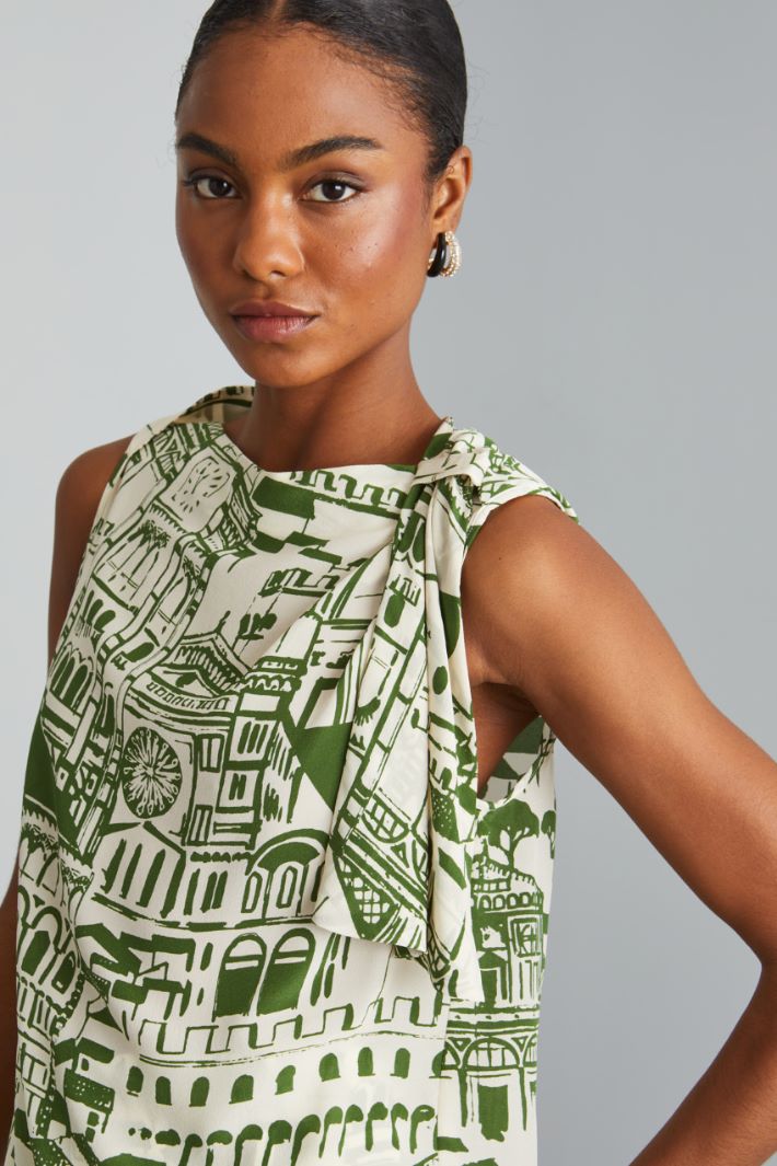 Top in seta stampata - PISTACCHIO LATTE - Fashion Market - 3