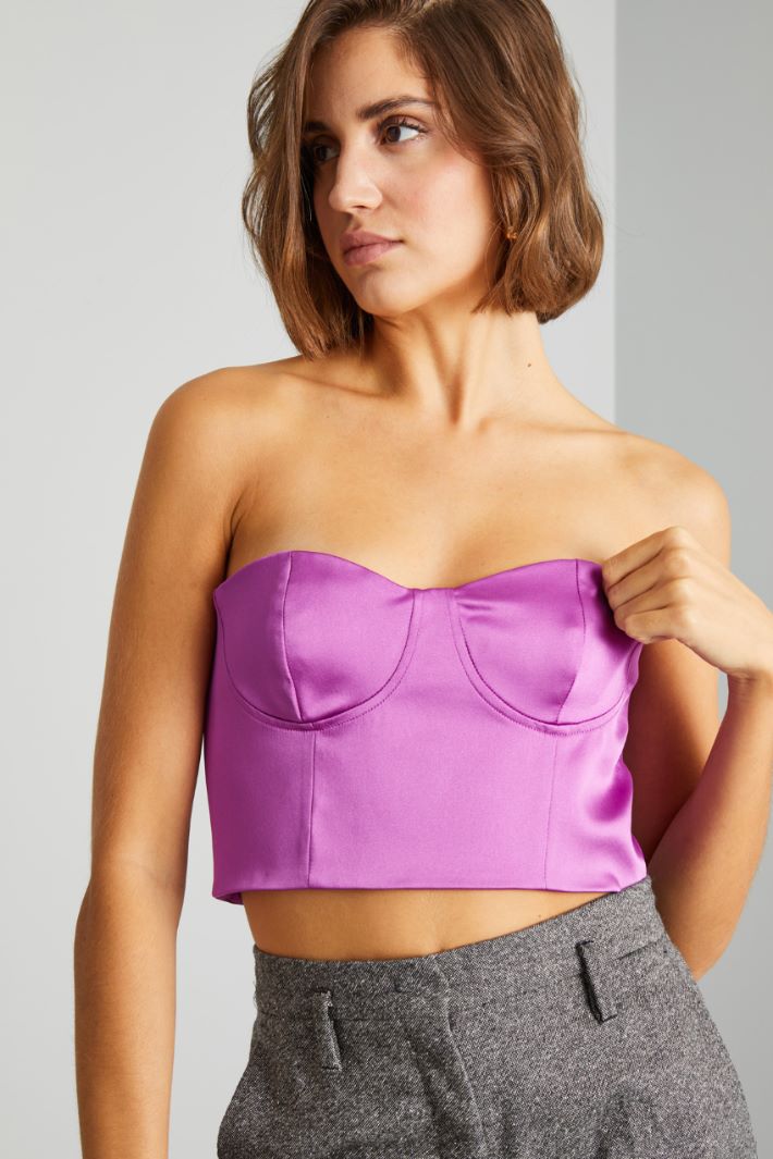 Top bustier in raso - CICLAMINO - Fashion Market - 3