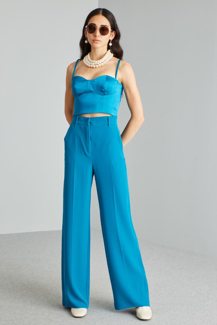 Top bustier in raso - TURCHESE - Fashion Market