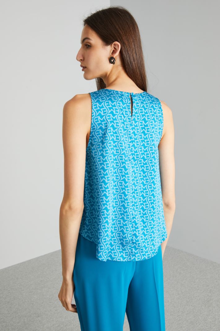 Top in twill stampato - TURCHESE - Fashion Market - 4