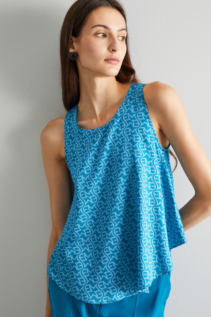 Top in twill stampato - TURCHESE - Fashion Market - 3