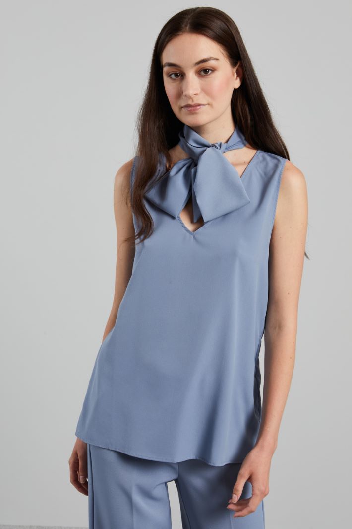Top con foulard - AZZURRO  POLVERE - Fashion Market - 2