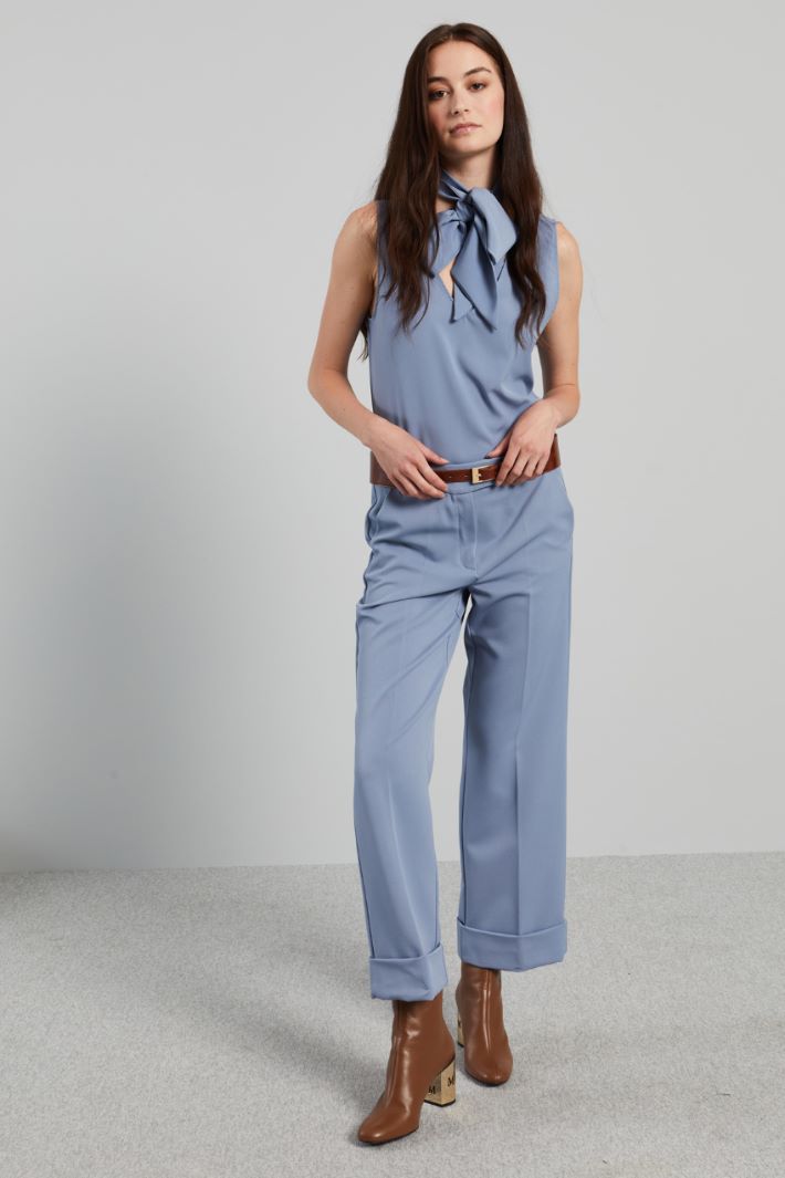 Top con foulard - AZZURRO  POLVERE - Fashion Market