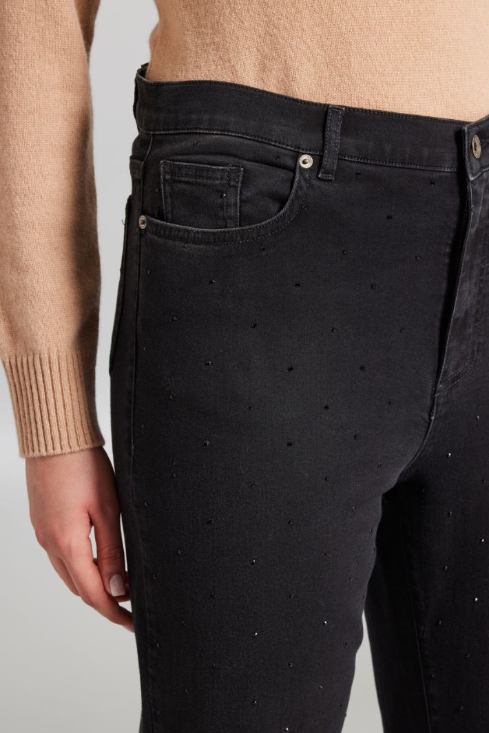 Jeans regular con strass - NERO - Fashion Market - 3