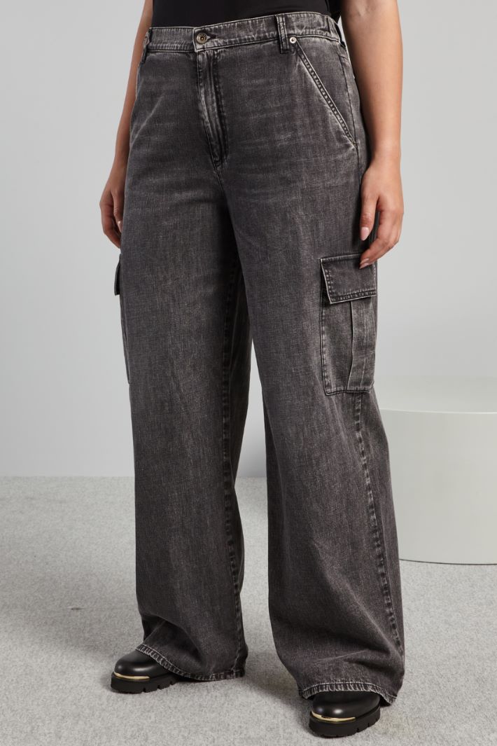 Jeans cargo in denim - ANTRACITE - Fashion Market - 2