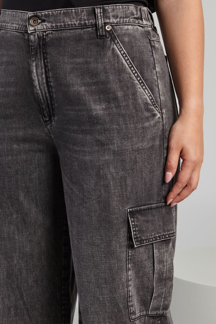 Jeans cargo in denim - ANTRACITE - Fashion Market - 3
