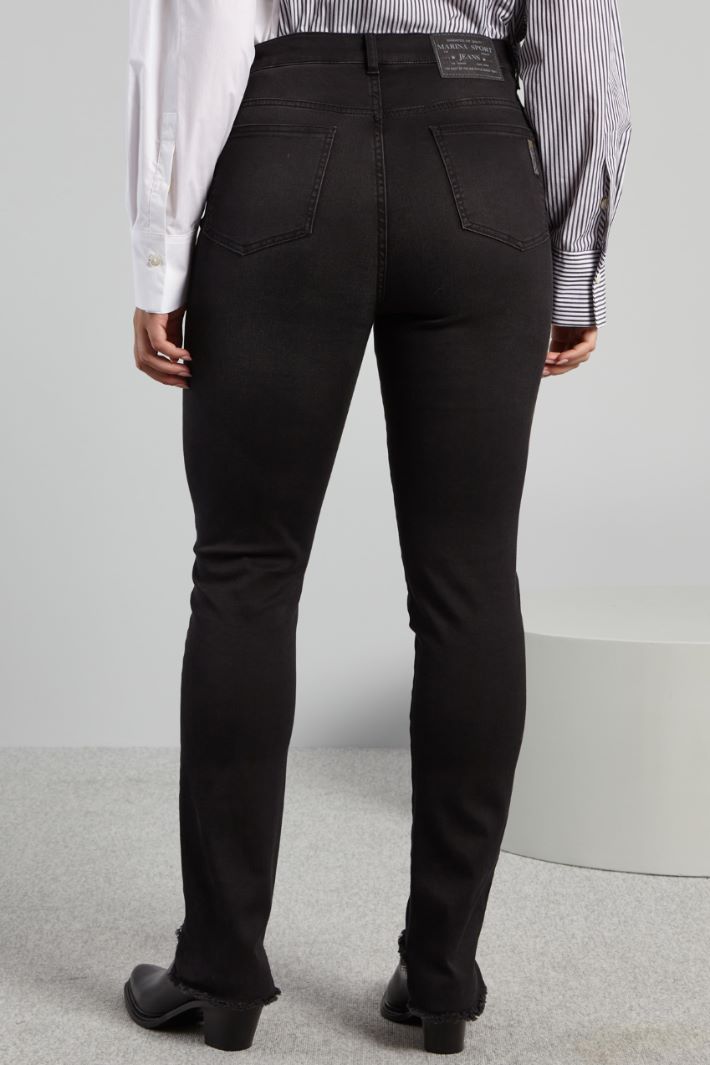 Jeans con bordo asimmetrico - NERO - Fashion Market - 4